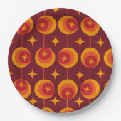 ミッドセンチュリースターバストのパターンレトロ円 ペーパープレート (正面)
