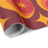 ミッドセンチュリースターバストのパターンレトロ円 ラッピングペーパー (ロールコーナー)