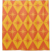 ミッドセンチュリースターバストオンオレンジアンバーダイヤモンド シャワーカーテン (正面)