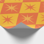 ミッドセンチュリースターバストオンオレンジアンバーダイヤモンド ラッピングペーパー (角)