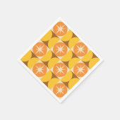 ミッドセンチュリースターバストオンオレンジイエローサークル スタンダードカクテルナプキン (角)