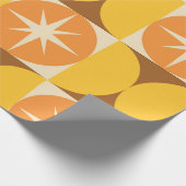 ミッドセンチュリースターバストオンオレンジイエローサークル ラッピングペーパー (角)