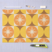 ミッドセンチュリースターバストオンオレンジイエローサークル 薄葉紙 (クラフト)