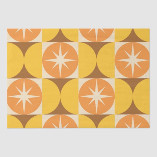 ミッドセンチュリースターバストオンオレンジイエローサークル 薄葉紙 (正面)