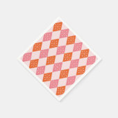 ミッドセンチュリースターバストオンオレンジピンクダイヤモンド スタンダードカクテルナプキン (角)