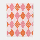 ミッドセンチュリースターバストオンオレンジピンクダイヤモンド フリースブランケット (正面)