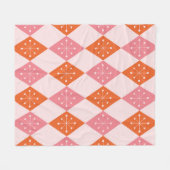 ミッドセンチュリースターバストオンオレンジピンクダイヤモンド フリースブランケット (正面(横))