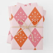 ミッドセンチュリースターバストオンオレンジピンクダイヤモンド ラッピングペーパーシート (インサイチュ)