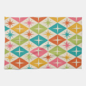 ミッドセンチュリースターバストオンカラフルレトロダイヤモンド キッチンタオル (横)