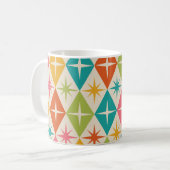 ミッドセンチュリースターバストオンカラフルレトロダイヤモンド コーヒーマグカップ (正面左)