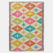 ミッドセンチュリースターバストオンカラフルレトロダイヤモンド スローブランケット (正面縦)