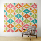 ミッドセンチュリースターバストオンカラフルレトロダイヤモンド タペストリー (インサイチュ(横))