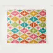 ミッドセンチュリースターバストオンカラフルレトロダイヤモンド タペストリー (正面(横))