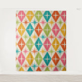 ミッドセンチュリースターバストオンカラフルレトロダイヤモンド タペストリー (正面)