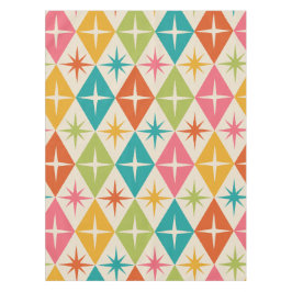 ミッドセンチュリースターバストオンカラフルレトロダイヤモンド テーブルクロス