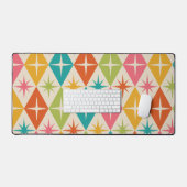 ミッドセンチュリースターバストオンカラフルレトロダイヤモンド デスクマット (キーボード&マウス)