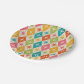 ミッドセンチュリースターバストオンカラフルレトロダイヤモンド ペーパープレート (アングル)