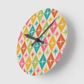 ミッドセンチュリースターバストオンカラフルレトロダイヤモンド ラウンド壁時計 (傾斜)