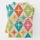 ミッドセンチュリースターバストオンカラフルレトロダイヤモンド ラッピングペーパーシート (インサイチュ)