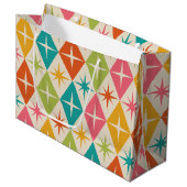 ミッドセンチュリースターバストオンカラフルレトロダイヤモンド ラージペーパーバッグ (正面アングル)