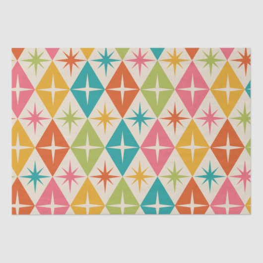 ミッドセンチュリースターバストオンカラフルレトロダイヤモンド 薄葉紙 (正面)