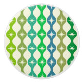 ミッドセンチュリースターバストオングリーンブルーオージーパターン セラミックノブ (正面)