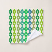 ミッドセンチュリースターバストオングリーンブルーオージーパターン バスタオルセット (ウォッシュタオル)