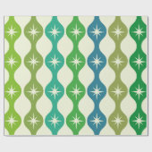 ミッドセンチュリースターバストオングリーンブルーオージーパターン ラッピングペーパー (フラット)