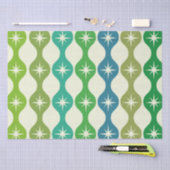 ミッドセンチュリースターバストオングリーンブルーオージーパターン 薄葉紙 (クラフト)