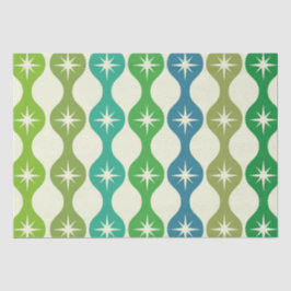ミッドセンチュリースターバストオングリーンブルーオージーパターン 薄葉紙