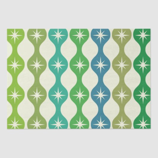 ミッドセンチュリースターバストオングリーンブルーオージーパターン 薄葉紙 (正面)