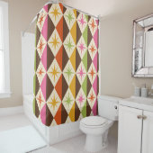 ミッドセンチュリースターバストオンハーレクインダイヤモンド シャワーカーテン (インサイチュ)