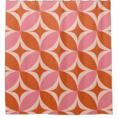 ミッドセンチュリースターバストオンピンクとオレンジの円 シャワーカーテン (正面)