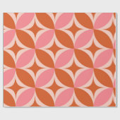 ミッドセンチュリースターバストオンピンクオレンジサークル ラッピングペーパー (フラット)