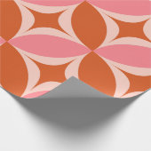 ミッドセンチュリースターバストオンピンクオレンジサークル ラッピングペーパー (角)