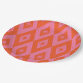 ミッドセンチュリースターバストオンピンクオレンジダイヤモンド ペーパープレート (アングル)