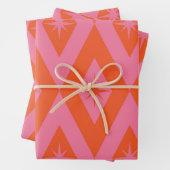 ミッドセンチュリースターバストオンピンクオレンジダイヤモンド ラッピングペーパーシート (インサイチュ)