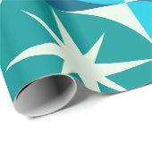 ミッドセンチュリースターバストオンブルーティール(緑がかった色)サークル ラッピングペーパー (ロールコーナー)