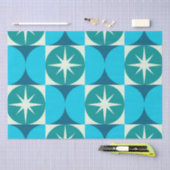 ミッドセンチュリースターバストオンブルーティール（緑がかった色）サークル 薄葉紙 (クラフト)