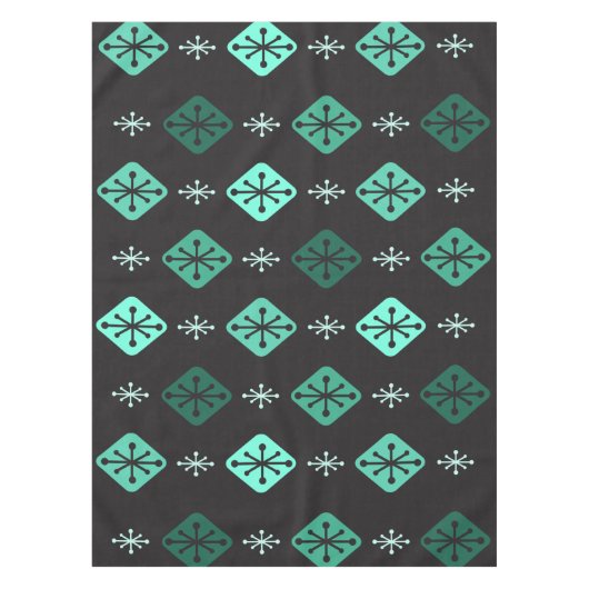 ミッドセンチュリースターバストダイヤモンドブラックターコイズ テーブルクロス (正面)