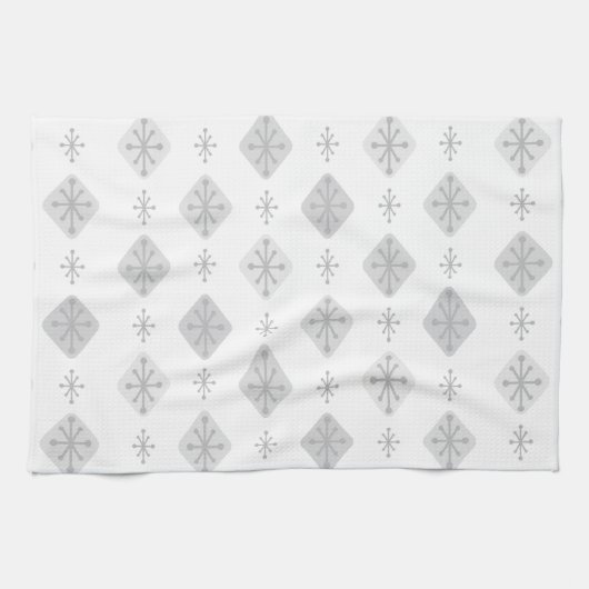 ミッドセンチュリースターバストダイヤモンドライトグレー キッチンタオル (横)