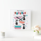 ミッドセンチュリースターバストレトロピレックスブラックキャッツクロック スクエア壁時計 (ホーム)