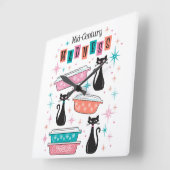 ミッドセンチュリースターバストレトロピレックスブラックキャッツクロック スクエア壁時計 (傾斜)