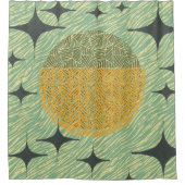 ミッドセンチュリースターバスト幾何学デザイン シャワーカーテン (正面)