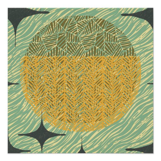 ミッドセンチュリースターバスト幾何学デザイン ポスター (正面)