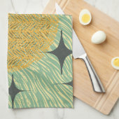 ミッドセンチュリースターバスト幾何学的デザイン。 キッチンタオル (四つ折り)