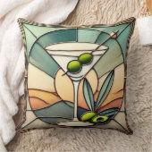 ミッドセンチュリーステンドグラス2オリーブマルティーニ クッション (ブランケット)