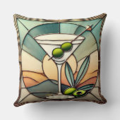 ミッドセンチュリーステンドグラス2オリーブマルティーニ クッション (裏面)