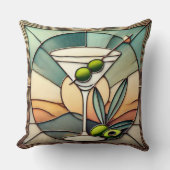 ミッドセンチュリーステンドグラス2オリーブマルティーニ クッション (正面)