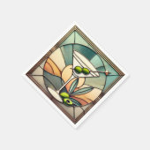 ミッドセンチュリーステンドグラス2オリーブマルティーニ スタンダードカクテルナプキン (角)